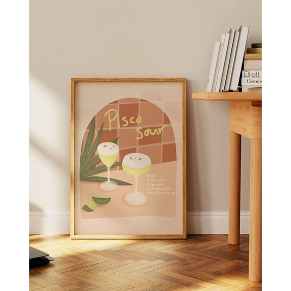 Pisco Sour Recipe Art Print, Unframed Paper Poster 8x10in