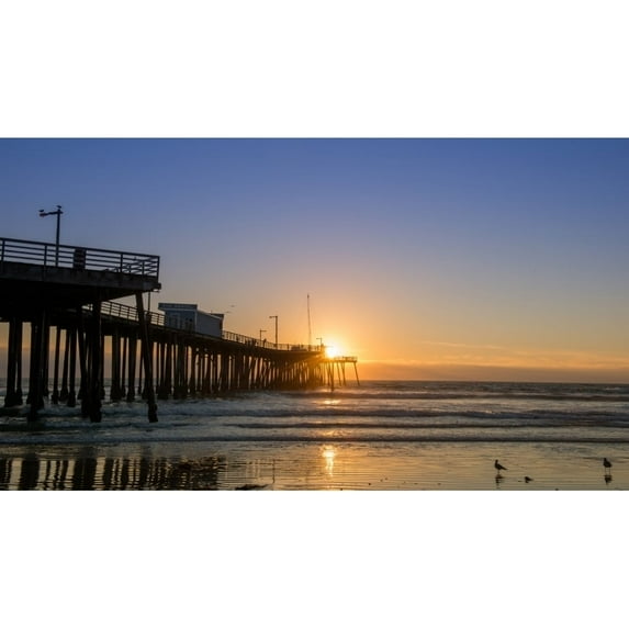 Pismo Beach pier at sunset San Luis Obispo County California USA Poster Print by Panoramic Images