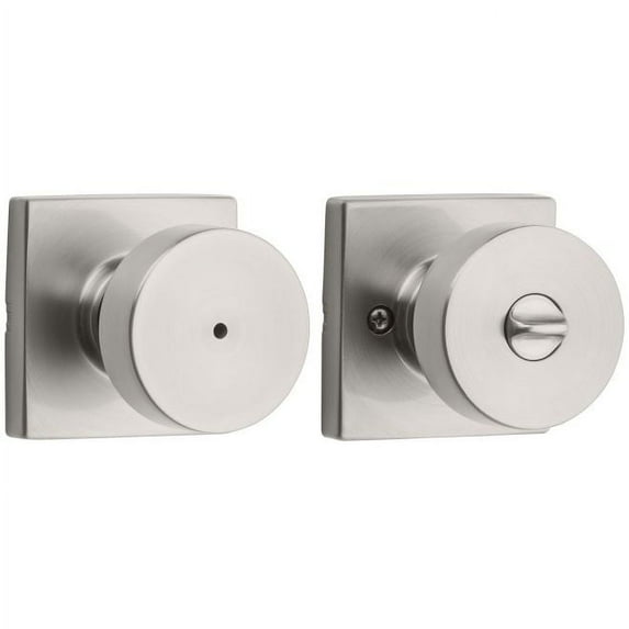 Pismo Knob with Square Rose Privacy Door Knob in Satin Nickel