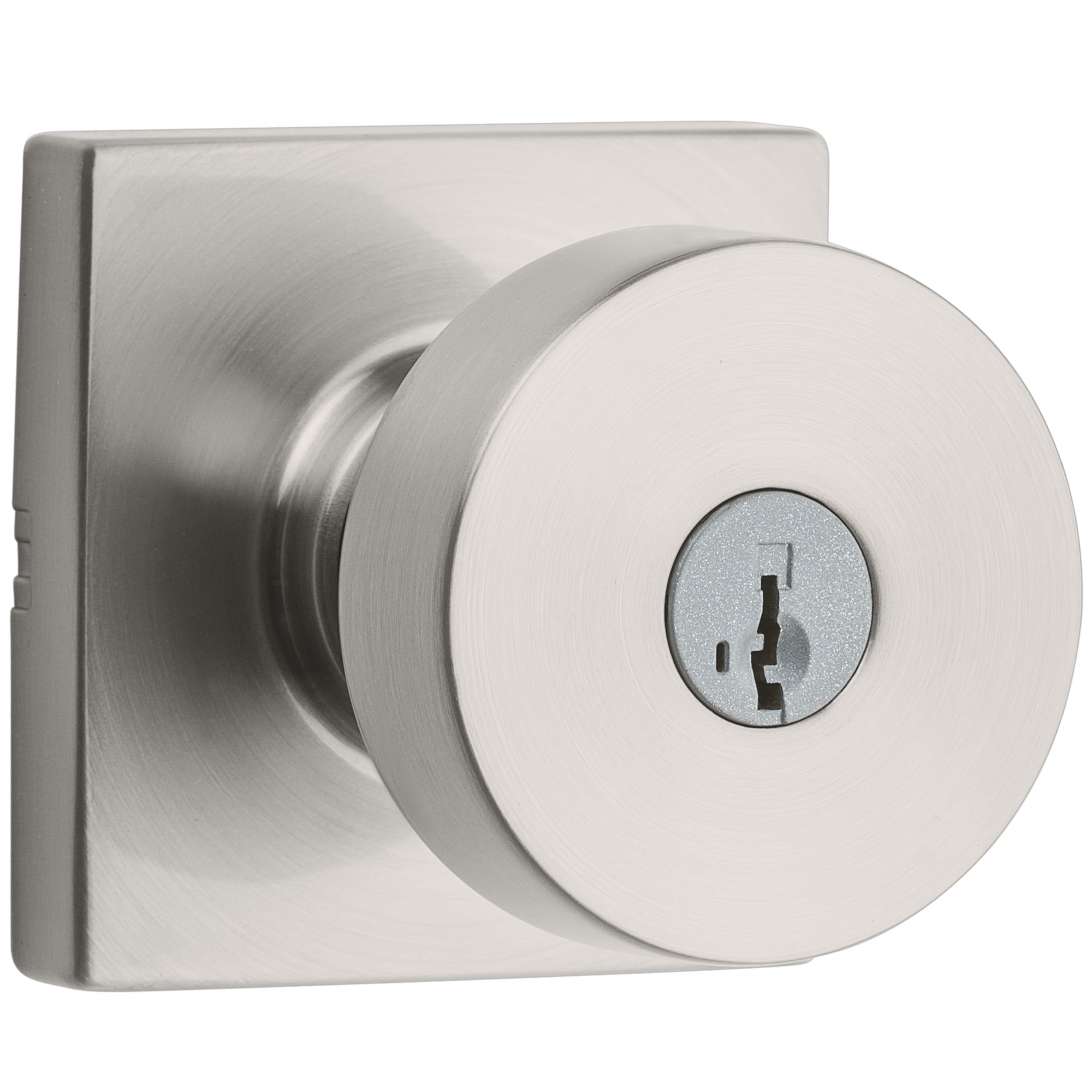 Pismo Square Keyed Entry Knob featuring SmartKey Security in Satin Nickel
