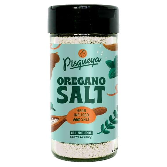 Pisqueya Oregano Sea Salt. One-of-a-Kind Blend, Infused with Caribbean Oregano, and Black Pepper. No Fillers, No Artificial Flavors, Non-GMO. 4.5oz, Pack of 1