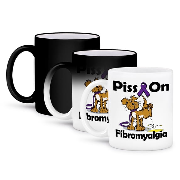 3dRose, Piss On Fibromyalgia Awareness Ribbon Cause Design, 11oz Magic Transforming Mug