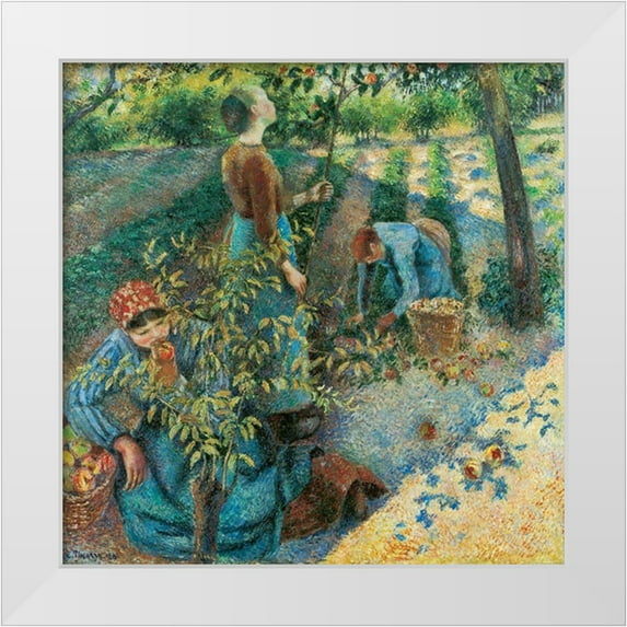 Pissarro, Camille 12x12 White Modern Wood Framed Museum Art Print Titled - Apple Picking