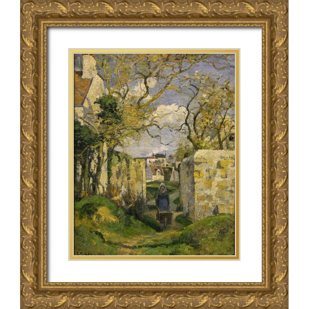 絵画 CamillePissarro,VuedeStamfordBrookCommon Pissarro, Camille 12x14 Gold Ornate Wood Framed with Double