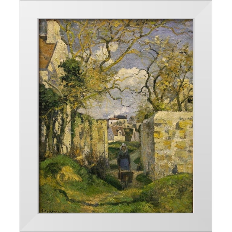 Camille Pissarro、海外版超希少レゾネ、新品額装付 Pissarro, Camille 12x14 White Modern Wood Framed Museum Art Print
