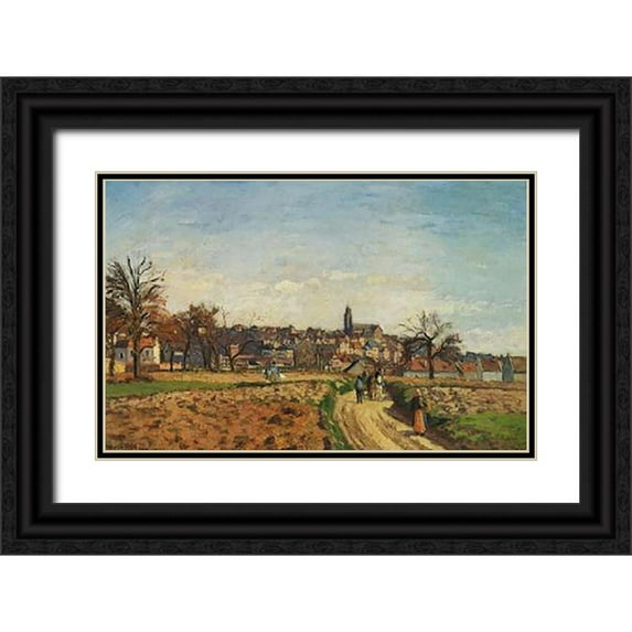Pissarro, Camille 14x10 Black Ornate Wood Framed with Double Matting Museum Art Print Titled - View Of Pontoise 1873