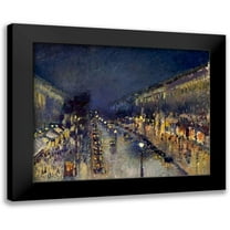 Pissarro, Camille 14x12 Black Modern Framed Museum Art Print Titled - Boulevard Montmartre at night