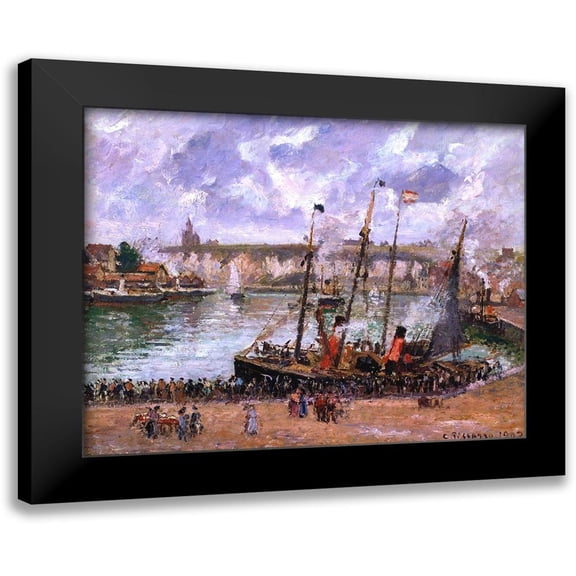 Pissarro, Camille 14x12 Black Modern Framed Museum Art Print Titled - Harbor at Dieppe