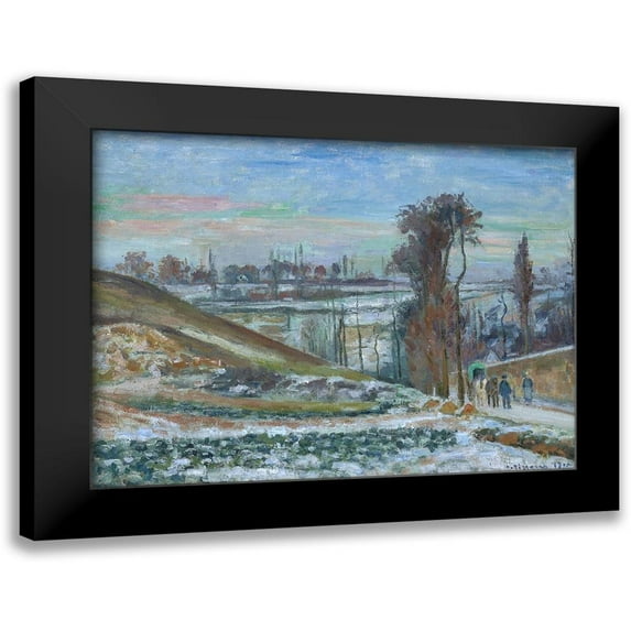 Pissarro, Camille 14x12 Black Modern Framed Museum Art Print Titled - Snow effect at the Hermitage