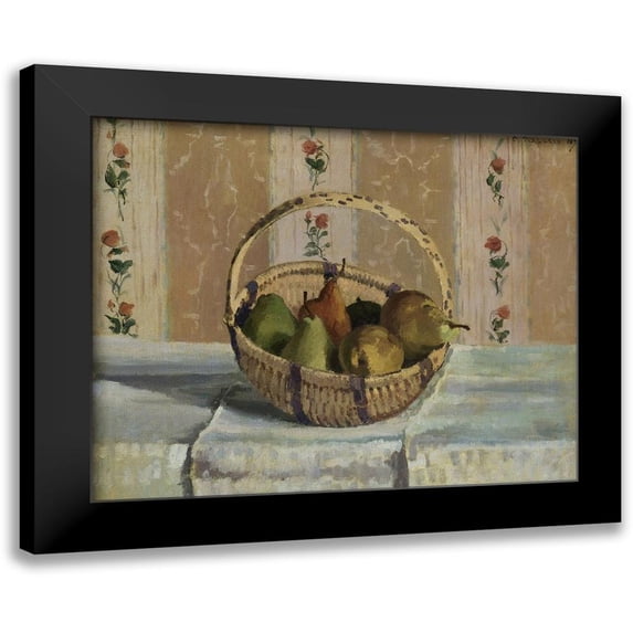 Pissarro, Camille 14x12 Black Modern Framed Museum Art Print Titled - Still Life. Apples and Pears in a Round Basket