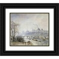 thumbnail image 1 of Pissarro, Camille 14x12 Black Ornate Wood Framed with Double Matting Museum Art Print Titled - The Louvre and The Seine From The Pont Neuf - Morning Mist, 1 of 4