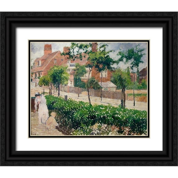 Pissarro, Camille 14x12 Black Ornate Wood Framed with Double Matting Museum Art Print Titled - Bath Road, London