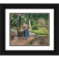 thumbnail image 1 of Pissarro, Camille 14x12 Black Ornate Wood Framed with Double Matting Museum Art Print Titled - Washerwoman at Eragny, 1 of 4