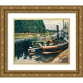thumbnail image 1 of Pissarro, Camille 14x12 Gold Ornate Wood Framed with Double Matting Museum Art Print Titled - Barges at Pontoise, 1 of 4