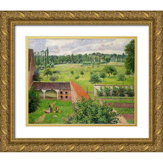Pissarro, Camille 14x12 Gold Ornate Wood Framed with Double Matting Museum Art Print Titled - View from my Window, Eragny-sur-Epte