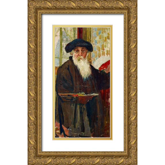 Pissarro, Camille 14x24 Gold Ornate Wood Framed with Double Matting Museum Art Print Titled - Self Portrait
