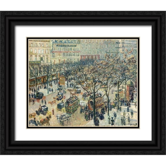 Pissarro, Camille 18x15 Black Ornate Wood Framed with Double Matting Museum Art Print Titled - Boulevard des Italiens, Morning, Sunlight