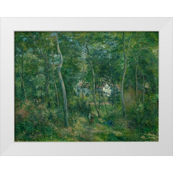 Pissarro, Camille 18x15 White Modern Wood Framed Museum Art Print Titled - Edge of the Woods Near LHermitage Pontoise