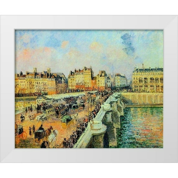 Pissarro, Camille 18x15 White Modern Wood Framed Museum Art Print Titled - Pont Neuf, Afternoon, Sunlight