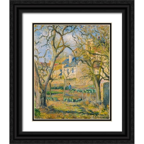Pissarro, Camille 20x24 Black Ornate Wood Framed with Double Matting Museum Art Print Titled - Vegetable Garden