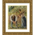 thumbnail image 1 of Pissarro, Camille 20x24 Gold Ornate Wood Framed with Double Matting Museum Art Print Titled - Farm Labourers Planting Stakes, 1 of 4