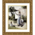 thumbnail image 1 of Pissarro, Camille 20x24 Gold Ornate Wood Framed with Double Matting Museum Art Print Titled - Woman Hanging Laundry, 1 of 4