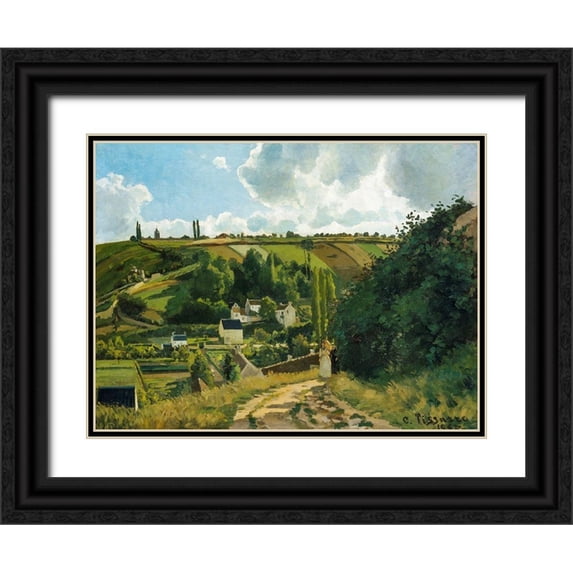 Pissarro, Camille 24x19 Black Ornate Wood Framed with Double Matting Museum Art Print Titled - La Cote du Jallais Pontoise