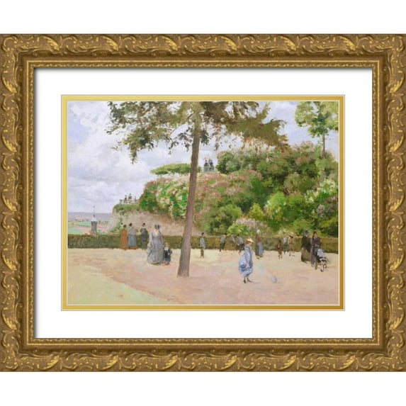 Pissarro, Camille 24x19 Gold Ornate Wood Framed with Double Matting Museum Art Print Titled - The Public Garden at Pontoise