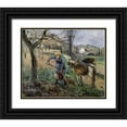thumbnail image 1 of Pissarro, Camille 24x20 Black Ornate Wood Framed with Double Matting Museum Art Print Titled - Landscape with a Donkey, 1 of 4