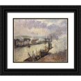 thumbnail image 1 of Pissarro, Camille 24x20 Black Ornate Wood Framed with Double Matting Museum Art Print Titled - Steamboats in the Port of Rouen, 1 of 4