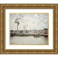 thumbnail image 1 of Pissarro, Camille 24x20 Gold Ornate Wood Framed with Double Matting Museum Art Print Titled - Quay at Saint-Sever, Rouen, 1 of 4
