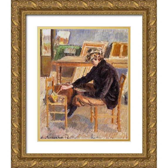 Pissarro, Camille 26x32 Gold Ornate Wood Framed with Double Matting Museum Art Print Titled - Paul-Emile Pissarro
