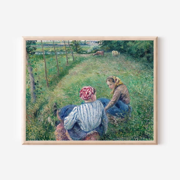 Pissarro Impressionist Poster Peasant Girls In Meadow, French Countryside Home Decor, 16x24 UNFRAMED