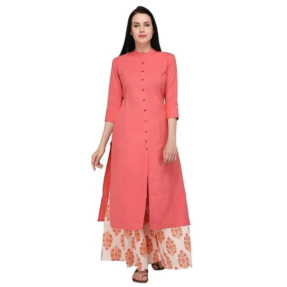 Pistaa's Women's Cotton Solid Readymade Salwar Suit Set - Indian Ethnic Traditional Wear Kurta Set