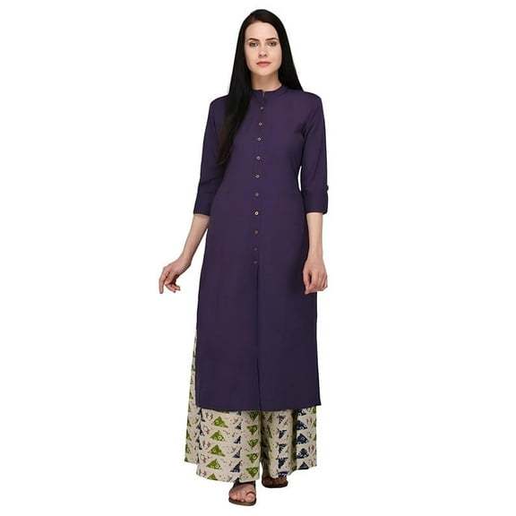 Pistaa's Women's Cotton Solid Readymade Salwar Suit Set - Indian Ethnic Traditional Wear Kurta Set