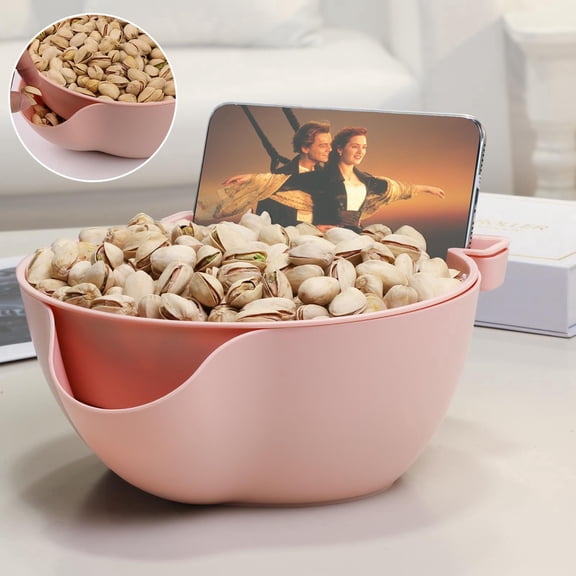 Pistachio Bowl Double Layer Fruit & Nut Storage BPA-Free Versatile Snack Fruit Bowl with Drainage Feature for Kitchen & Dining