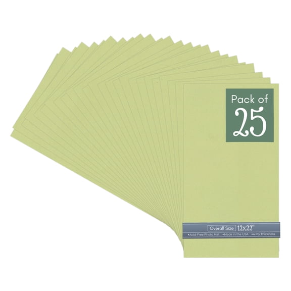 Pistachio Green 12x22 Uncut Art Mat Board - No Opening - 25 Mats