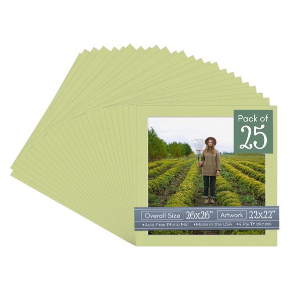 Pistachio Green Picture Frame Mat for 26x26 Frames - Fits 22x22 Photos - 25 Mats