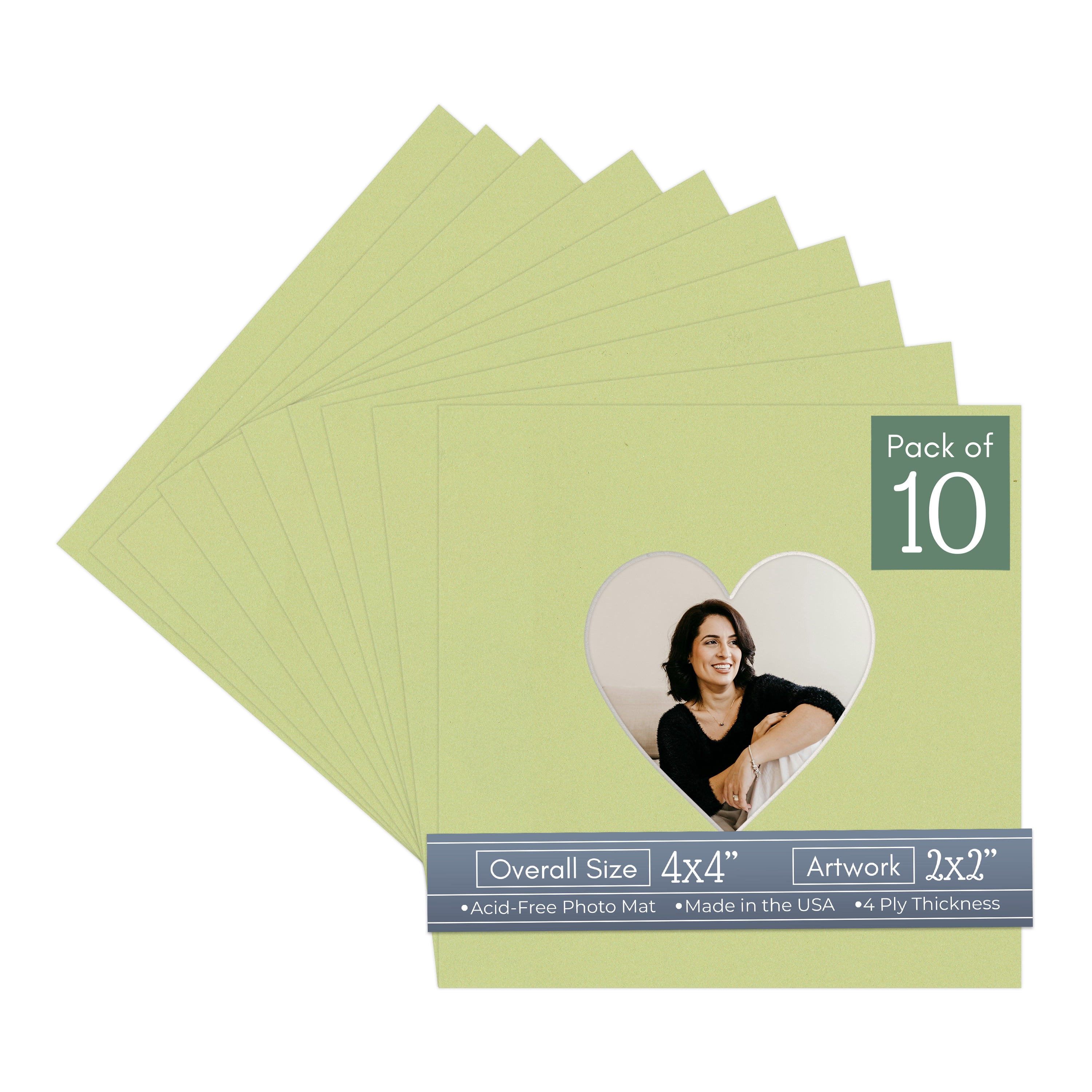 Pistachio Green Picture Frame Mat for 4x4 Inch Frames - Heart Opening ...