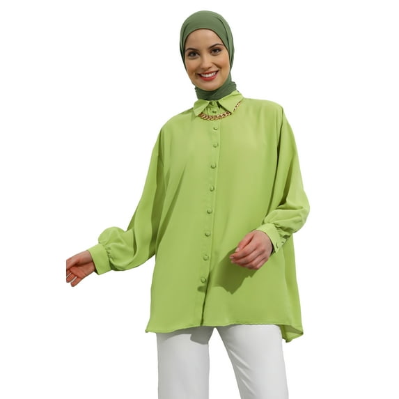 Pistachio Green - Point Collar - Tunic - Refka