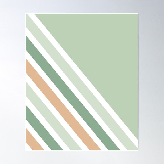Pistachio Latte Diagonal Stripes Poster Wall Art, Modern Wall Decor For Living Room Bedroom, 12x18 UNFRAMED