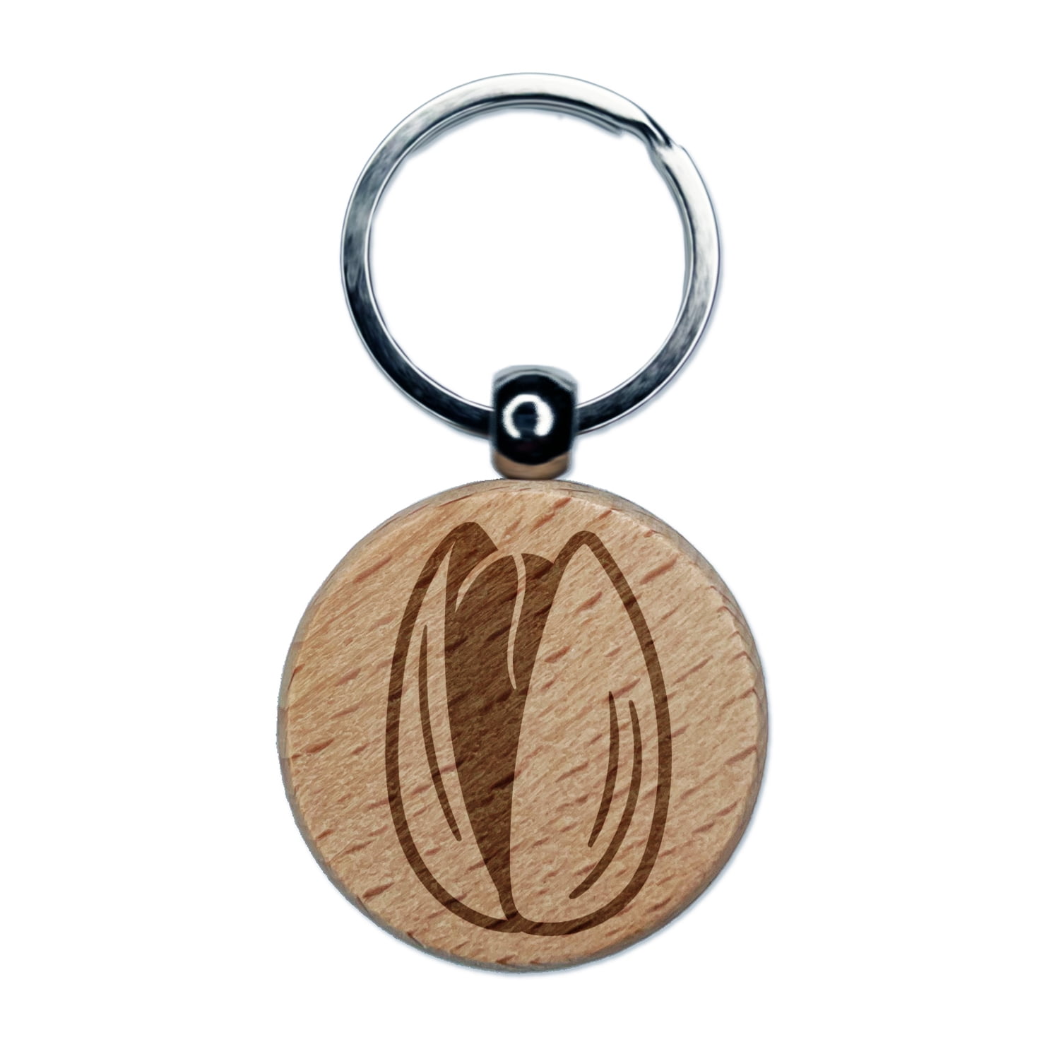 Nut Keychain Pistachio Nut Drawing Round Keychain Charm Tag - Engraved Wood ...
