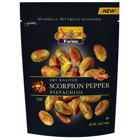 Pistachios, CM31 Scorpion Pepper Extreme Flavor, Naturally Seasoned, Dry Roasted No Shell, Non-GMO Project Verified, Gluten Free, Vegan, Kosher, 5 Oz