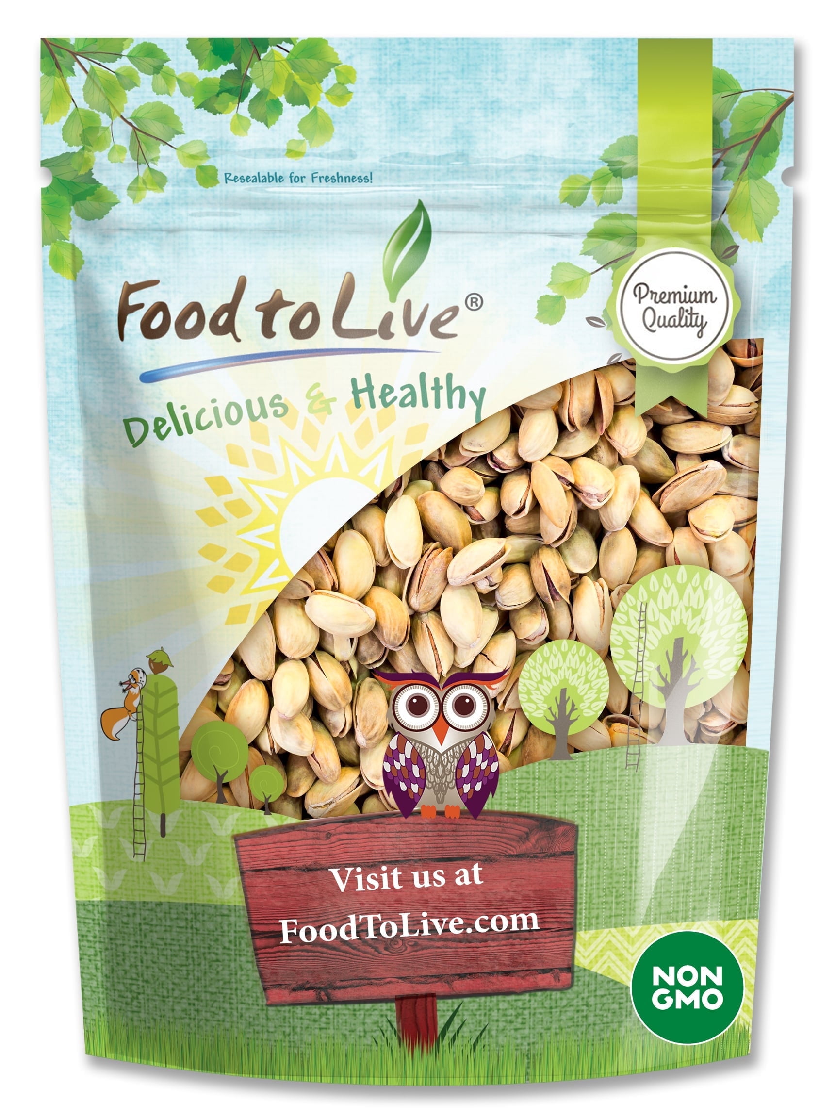 Pistachios Roasted and Salted, 1.5 Pounds - Kosher, Vegan - by Food to Live
