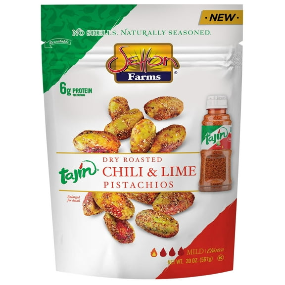 Pistachios Tajin Clasico Chile Lime Seasoned | No Shells | Chili Lime | Non-GMO Project Verified | Gluten Free | Vegan | Kosher | Value Size 20 Oz.