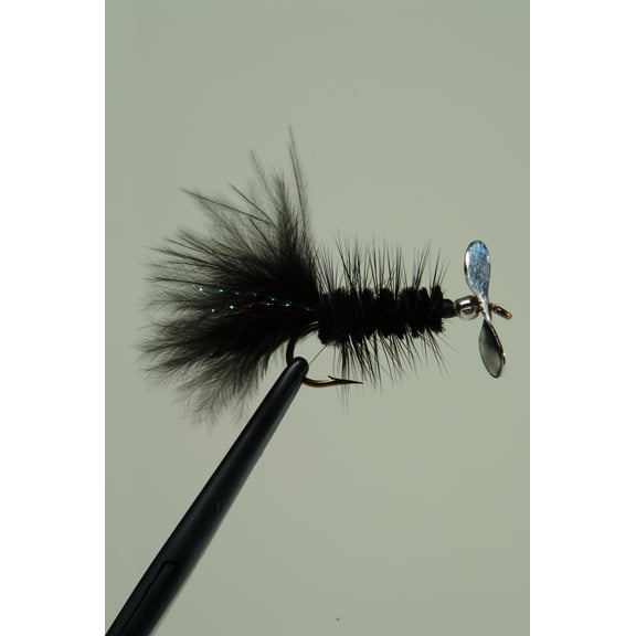 Pistol Pete's Freshwater Fly Fishing Lure for Trout & Panfish, Size 6, Black Panther , 2-pack