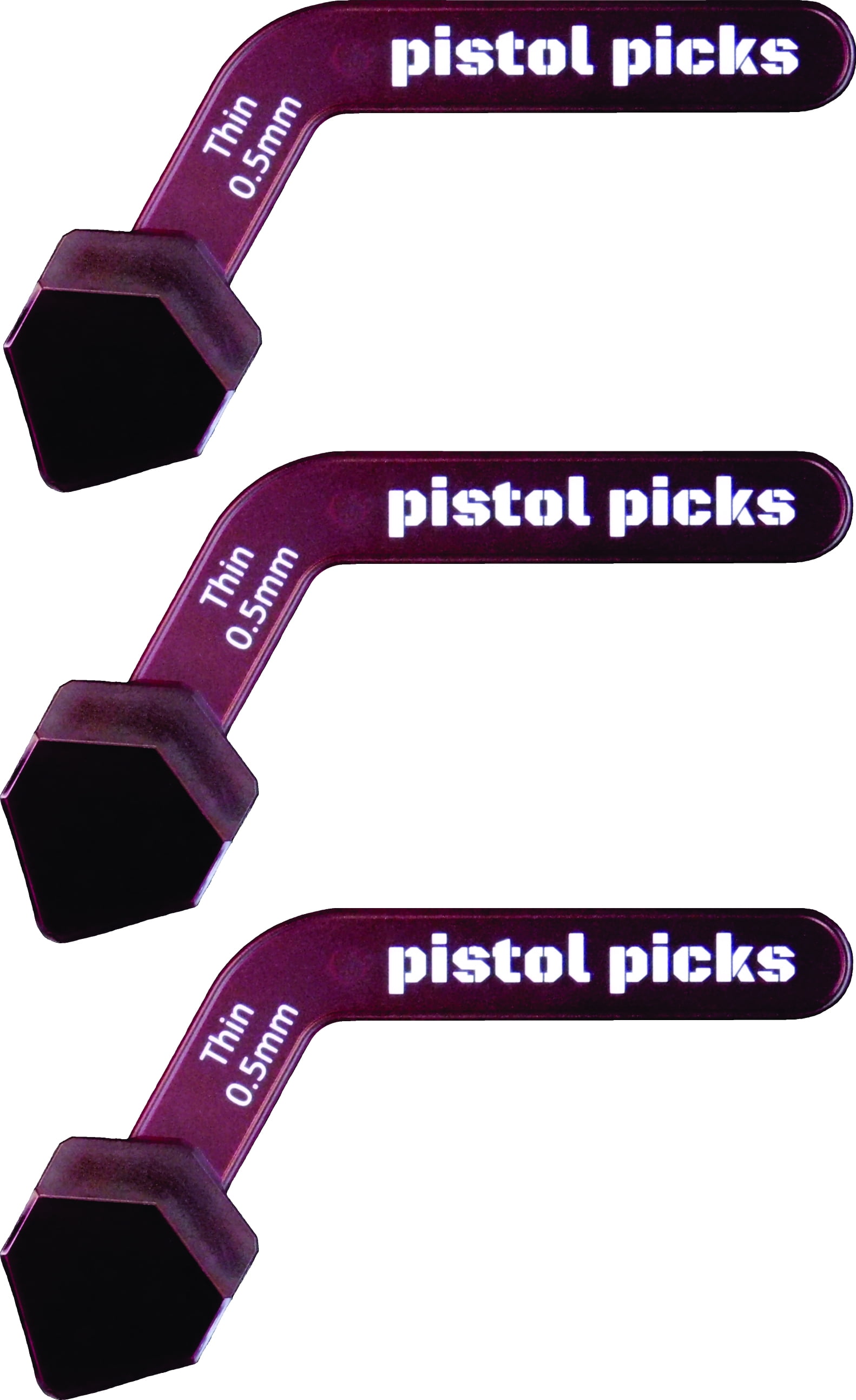 Pistol-Picks easy to hold guitar picks 3-pack Thin 0.50mm Ergonomic ...