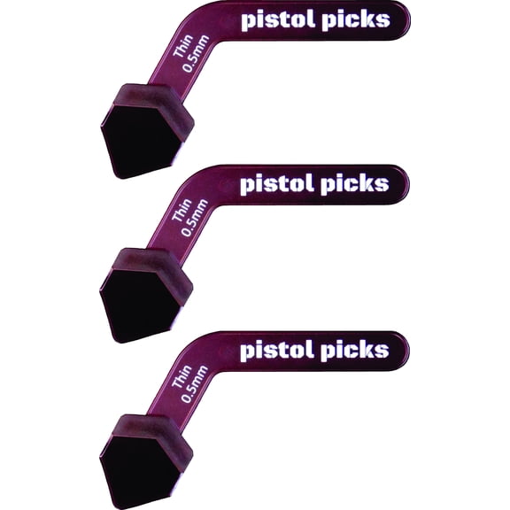 Pistol-Picks easy to hold guitar picks 3-pack Thin 0.50mm Ergonomic