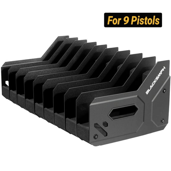 Blacksmith Pistol Rack Handgun Stand Fit 9 Guns XL 2 Inch Slot Wide Black
