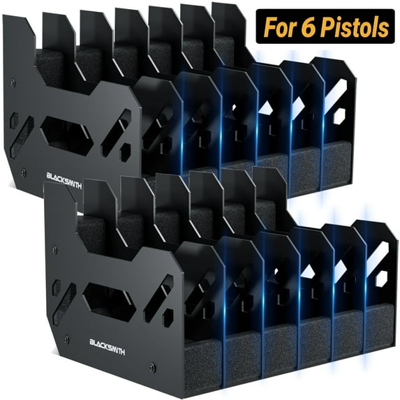 Blacksmith Pistol Rack Handgun Stand Fit 12 Guns L 1.5 Inch Slot Wide Black